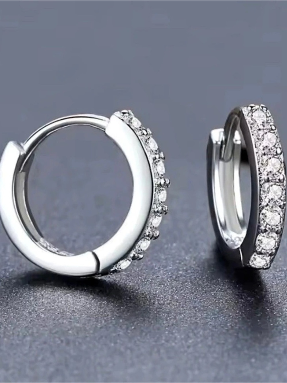 Sterling Silver CZ Huggie Hoop Earrings